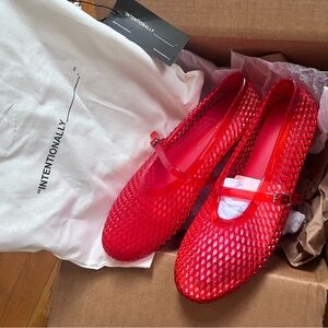 INTENTIONALLY BLANK Red Mary Jane Jelly Flats
